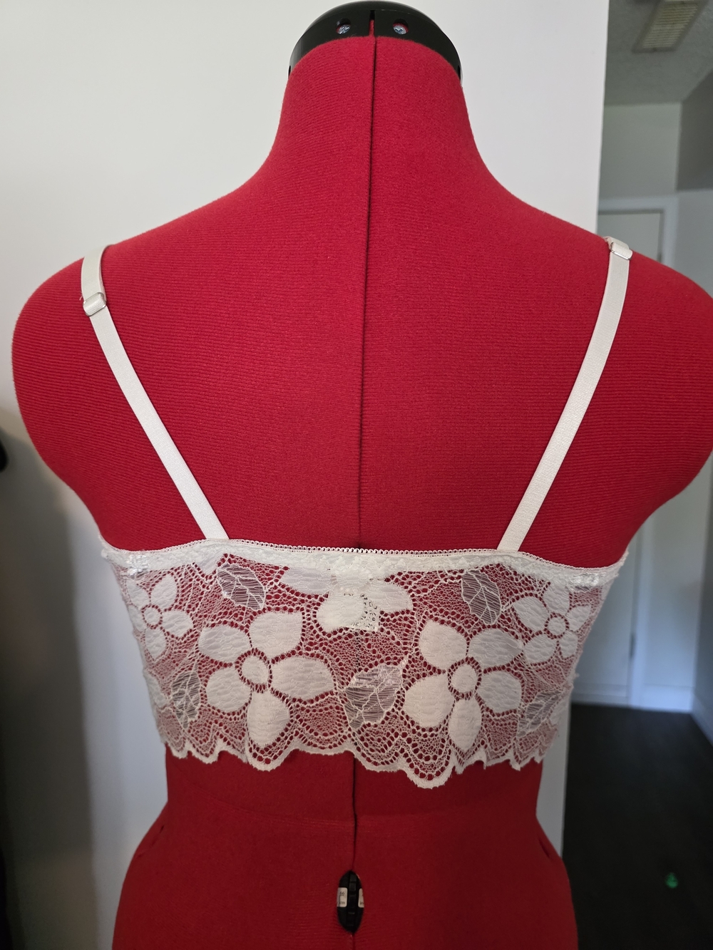 Lace Bralette with Satin Front Tie - White - Picture 2 of 3